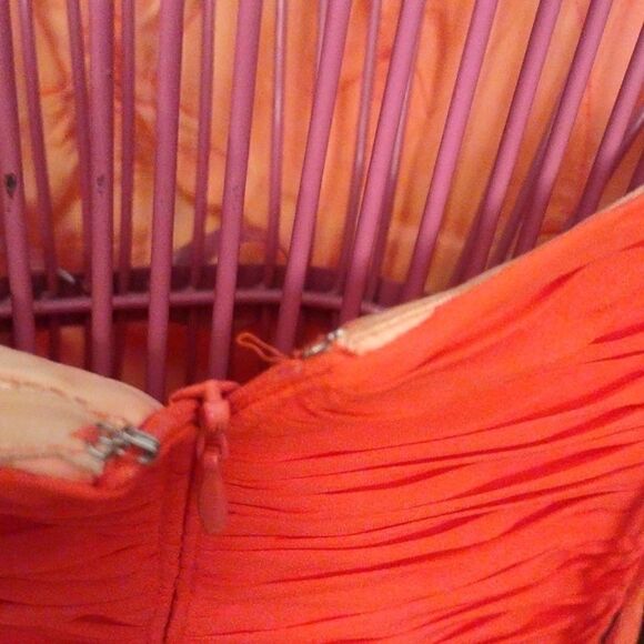 Arden B Neon Orange Strapless Asymmetrical Dress - Picture 4 of 8